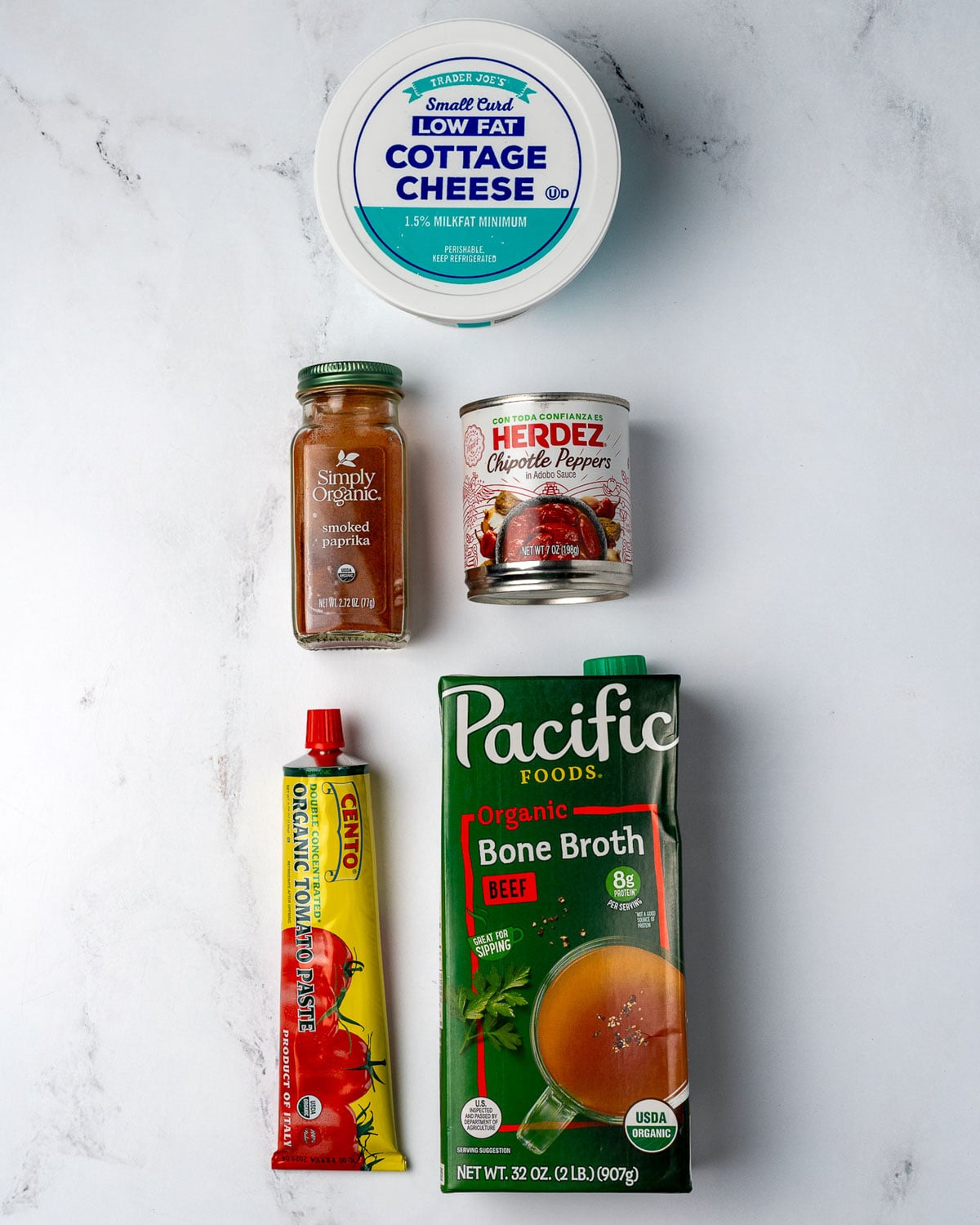low fat cottage cheese, smoked paprika, chipotle peppers, and tomato paste
