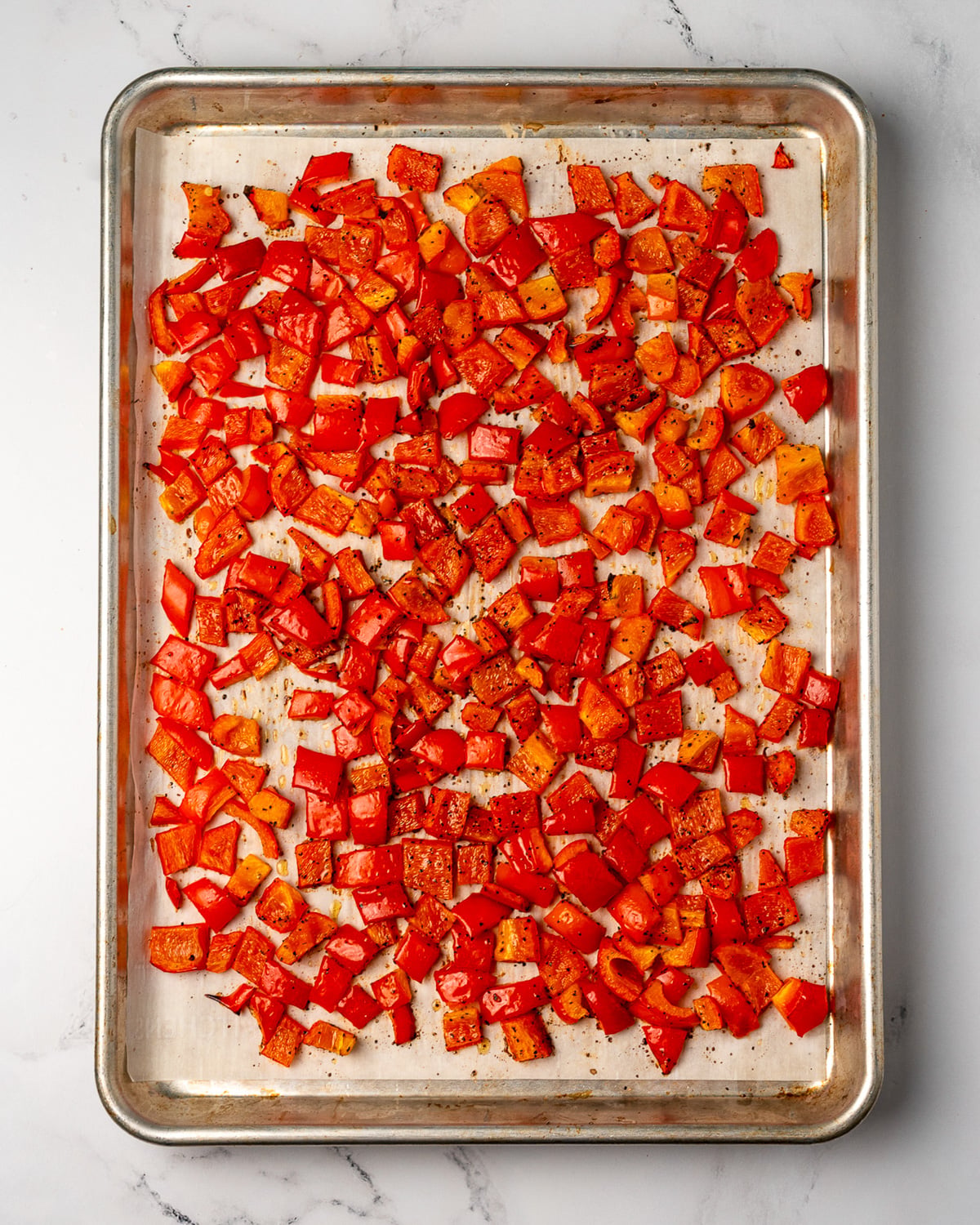 sheet pan roasted red bell peppers