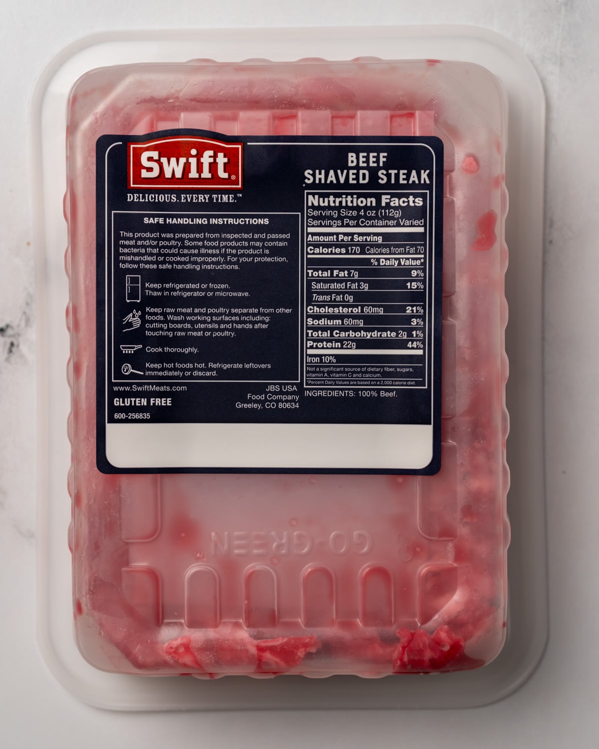 swift shaved beef steak nutrition facts label